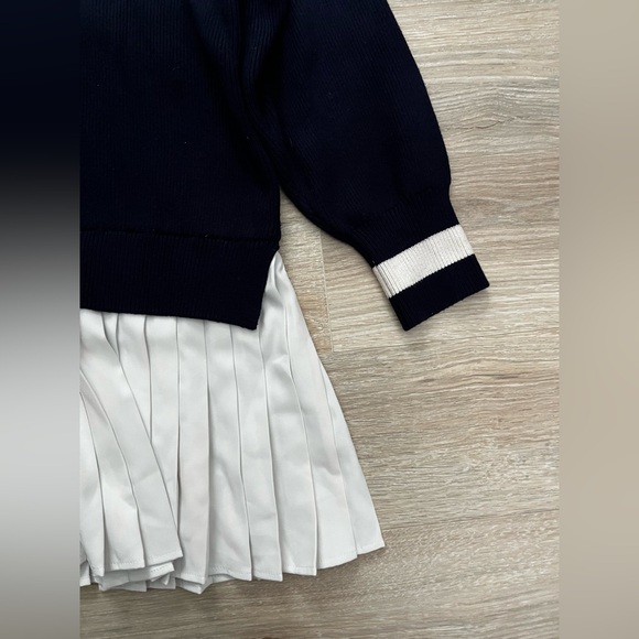 Anthropologie Maeve Women’s Flat White Varsity Sweater Twofer Mini Dress - XS - Picture 6 of 8